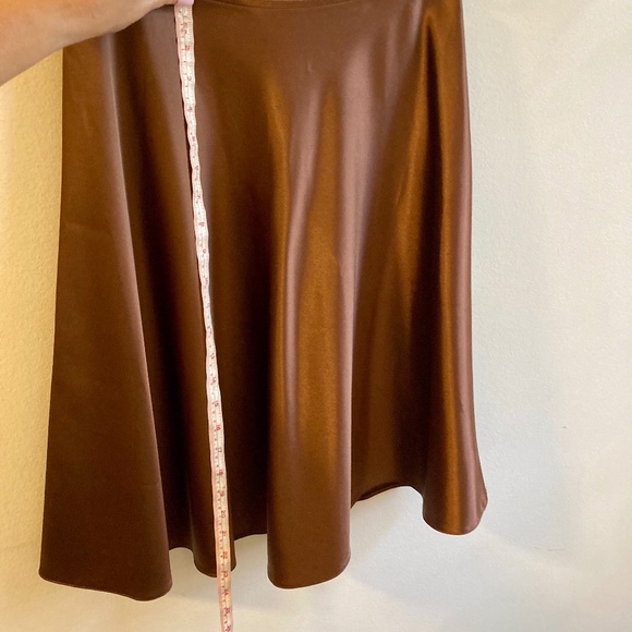 Chocolate Brown Midi Skirt Satin Sheen Balletcore Size 4 - Picture 6 of 11